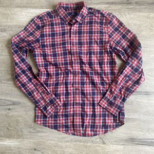 George Classic Fit Size Small (34-36) Red and Blue Plaid Button UP